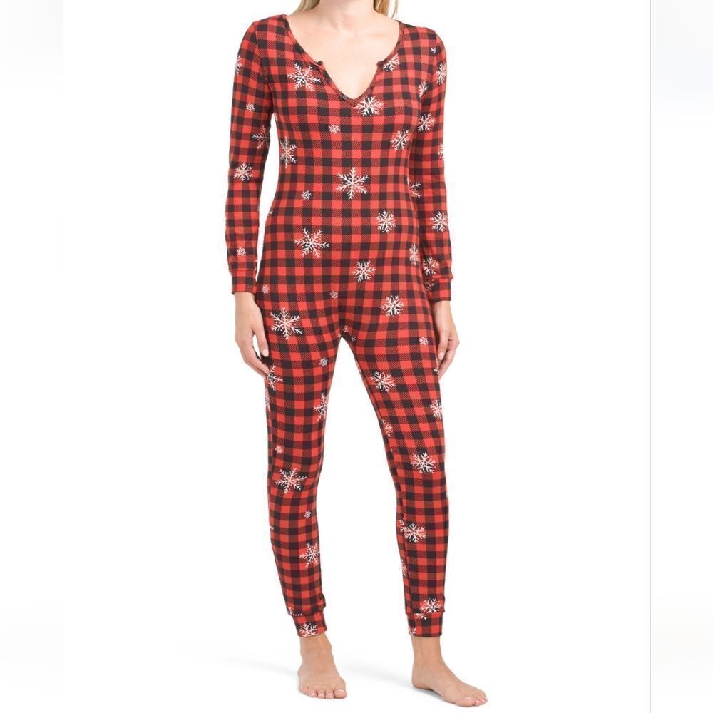 Buffalo Plaid Snowflake pajamas Pjs with headband jumper, Onesie, bodysuit • NWT
